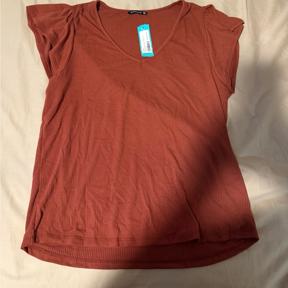 Rust V-Neck Women's Top